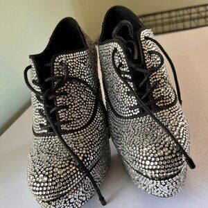 Gianni Bini Keevie 20th Anniversary Rhinestone Platform Lace Up Heels - Sz 6.5